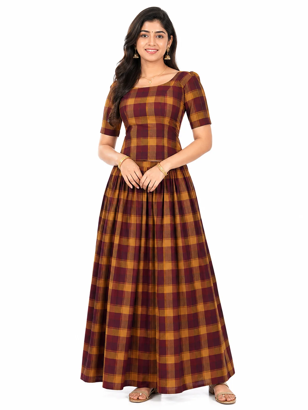 Peach Chikankari Cotton Kurti