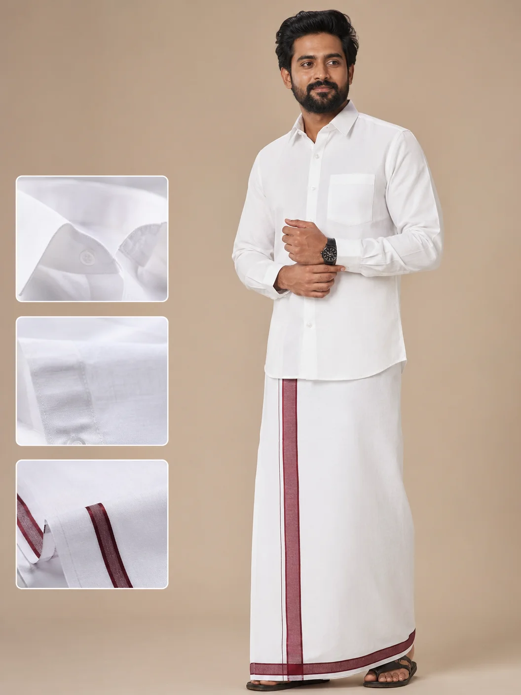 Maroon & Gold Silk Veshti
