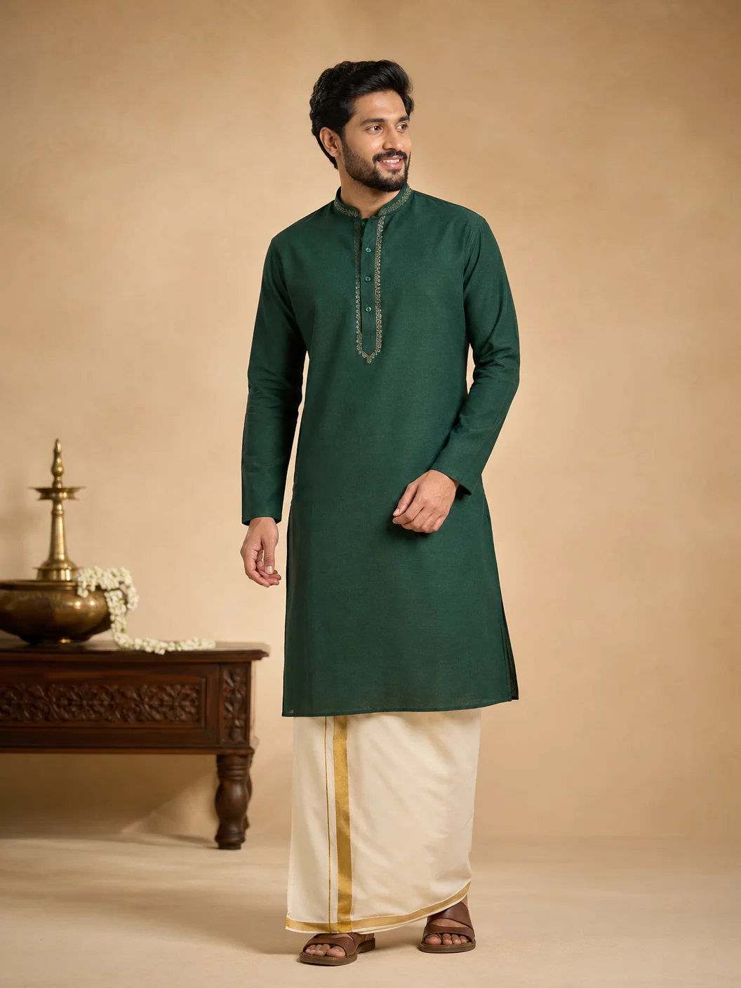 Cream Silk Dhoti